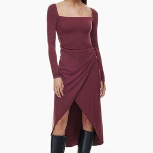 Aritzia Wilfred Saturn Longsleeve Jersey Wrap Midi Dress